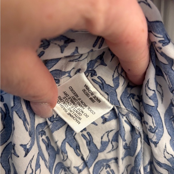 Jane and Delancey Fox Pattern Button Down Shirt w Tie Front Women’s Large - Picture 8 of 10